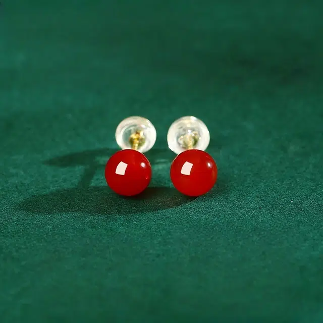 茂琼 吉祥如意万事顺遂平安喜乐新中式国潮复古民族风简约小众设计耳饰时尚百搭高级饰品#好运 玛瑙 耳钉 女款