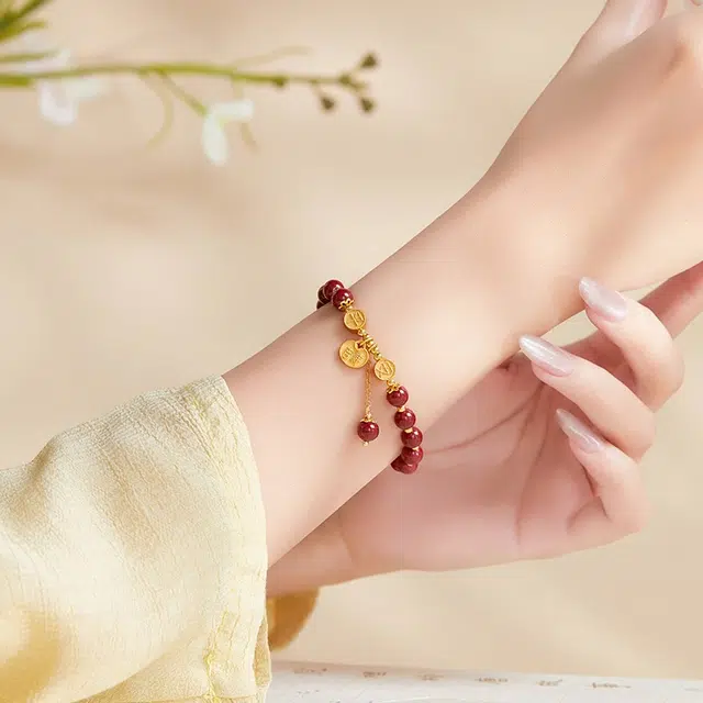 茂琼 逢考必过 奔赴山海 四叶草新中式高级感平安吉祥 朱砂 手链 女款