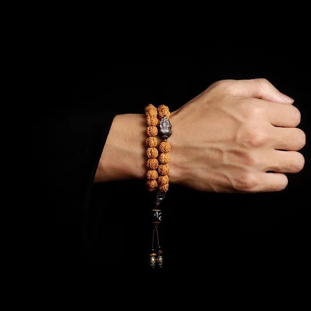 茂琼 万事顺遂吉祥如意满肉原籽五瓣矮桩双龙纹佛念珠文玩天珠配饰手持国潮复古民族风轻奢高端叠戴文玩念珠#好运 金刚菩提 手串 男款