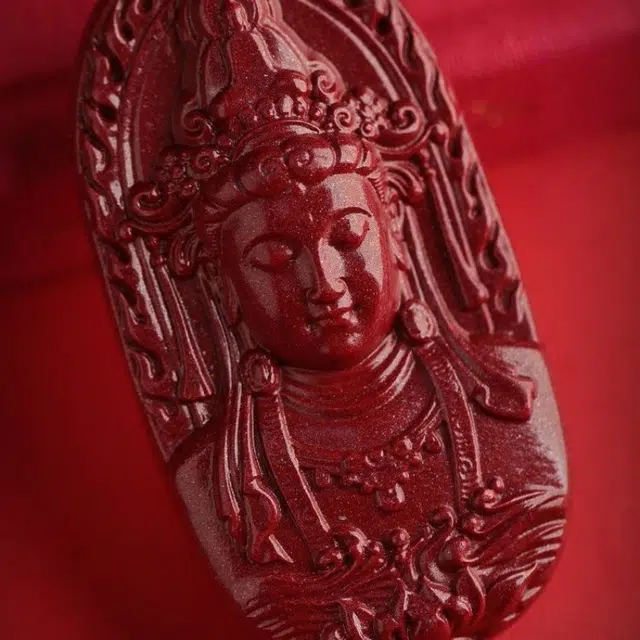 茂琼 简约 时尚 观音吊坠菩萨小众百搭高级感#好运 朱砂 项链 男女同款情侣款