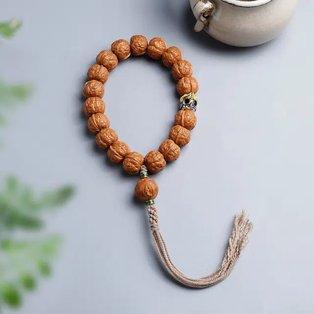 茂琼 诸事顺遂好运连连雕刻蟾宗蛤蟆背原籽高端文玩佛念珠单圈手链配饰时尚潮流高级文玩盘玩念珠 猴头核桃 手串 男女同款情侣款