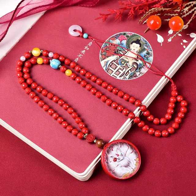 茂琼 梦幻 彩绘狐仙高含量吊坠设计独特匠心工艺高级感#好运 朱砂 项链 男女同款情侣款
