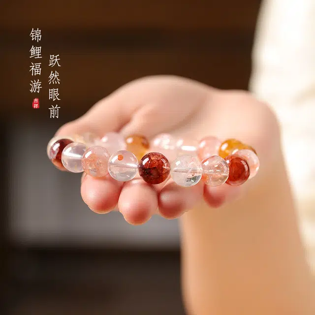 茂琼 简约 好运 小众设计轻奢上岸锦鲤高级感 红胶花 手串 女款
