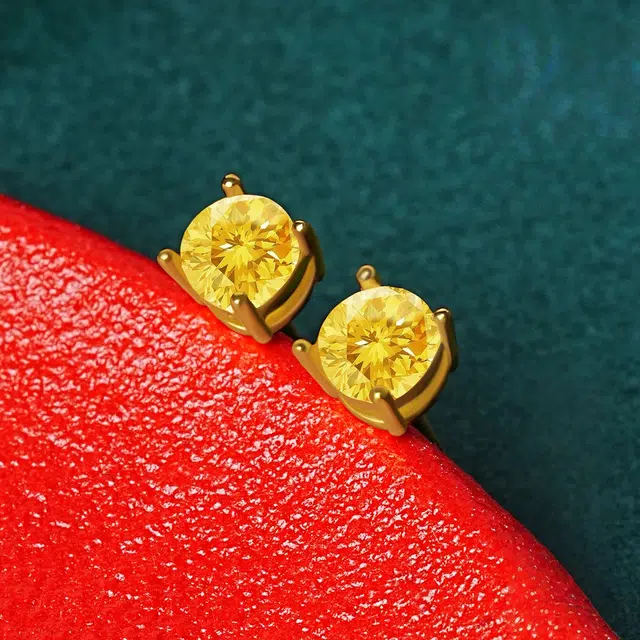 茂琼 福气满满万事顺遂好运连连吉祥如意新中式古风潮流耳饰招财纳福时尚百搭高级首饰品 黄水晶 耳钉 女款