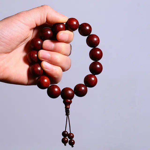 茂琼 招财进宝万事顺遂好运连连文玩盘玩念珠藏式盘玩佛珠文玩配饰国风中式轻奢高端老料款高油密古风木作 紫檀属 手串 男款