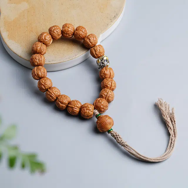 茂琼 诸事顺遂好运连连雕刻蟾宗蛤蟆背原籽高端文玩佛念珠单圈手链配饰时尚潮流高级文玩盘玩念珠 猴头核桃 手串 男女同款情侣款