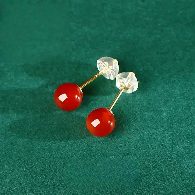 茂琼 吉祥如意万事顺遂平安喜乐新中式国潮复古民族风简约小众设计耳饰时尚百搭高级饰品#好运 玛瑙 耳钉 女款