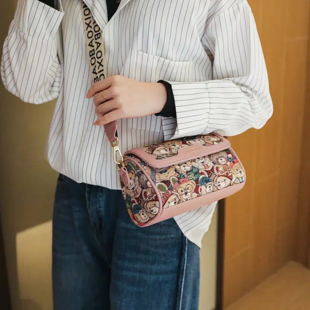 北包包 小熊印花休闲百搭宽背带 布 单肩斜挎包 女款 多色
