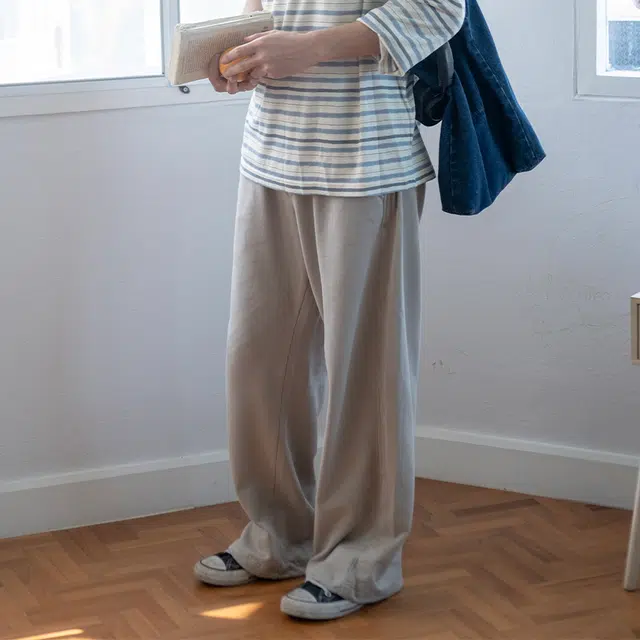 几立 多色宽松毛圈针织运动裤 男女同款