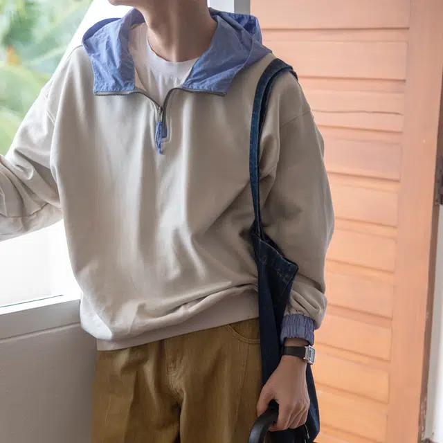 几立 春秋冬 几立撞色拼接拉链卫衣 宽松型 男女同款