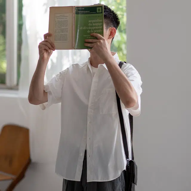 几立 多色宽松纯色时尚短袖衬衫 男女同款