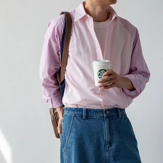几立 多色插肩长袖衬衫 男女同款