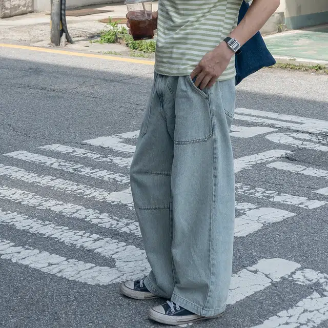 几立 直筒休闲百搭宽松牛仔裤 男女同款