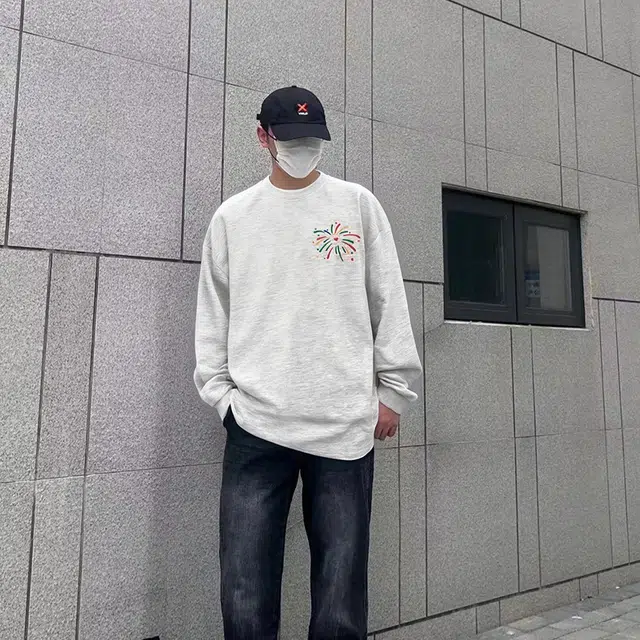 一碗士多 美式街头潮牌烟花骷髅趣味印花高级感设计痞帅动漫复古时尚青春休闲舒适宽松基础款出片游玩百搭潮流圆领落肩长袖卫衣 男女同款