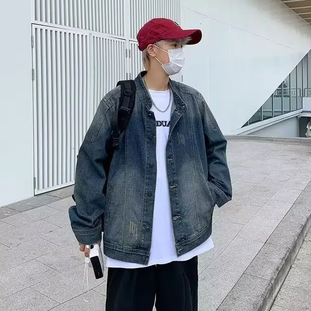 一碗士多 拼接结构抓痕纽扣美式复古高街时尚流行痞帅个性高级设计日常通勤宽松舒适百搭不挑人夹克 男女同款