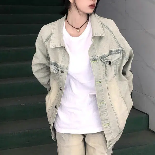 一碗士多 美式高街小众复古百搭简约袖子设计个性时尚痞帅做旧水洗单排扣通勤日常户外运动翻领牛仔夹克 男女同款