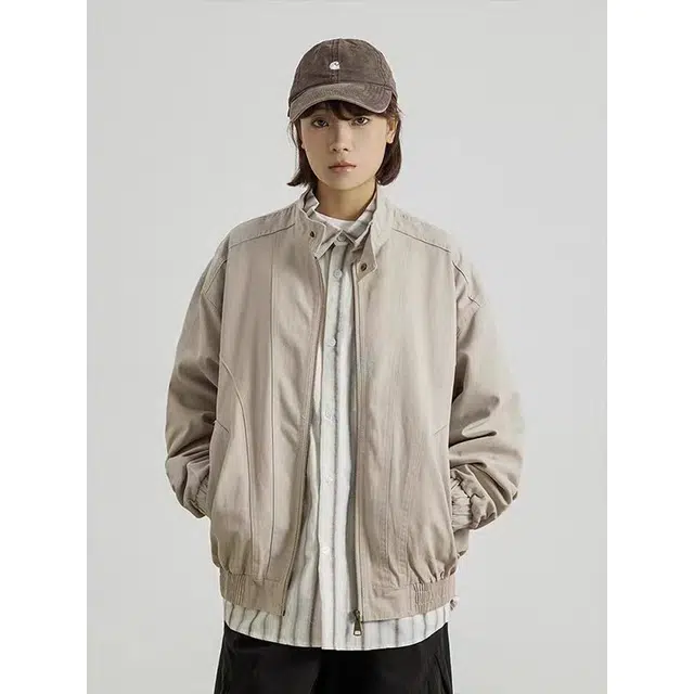 一碗士多 拼接结构拉链纯色美式复古高街时尚流行痞帅个性高级设计日常通勤宽松舒适百搭不挑人夹克 男女同款