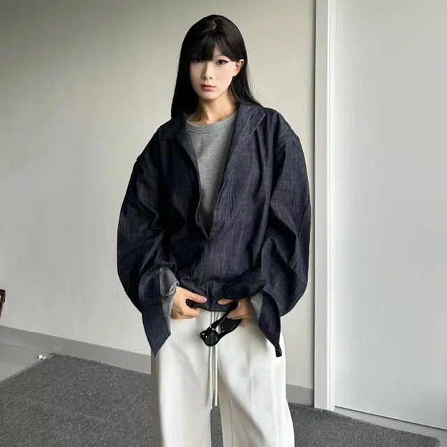 一碗士多 假两件拼接色翻领宽松套头小众设计高级感潮流时尚休闲舒适百搭无性别主义日常城市户外通勤出街拍照简约轻熟风衬衫 男女同款