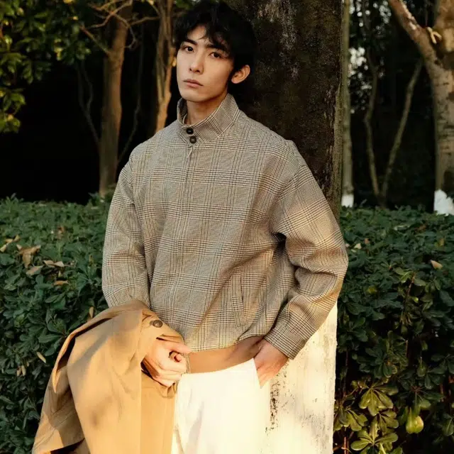 一碗士多  千鸟格贴布撞色拼接哈灵顿宽松休闲舒适百搭不挑人显瘦美式复古高街老钱风日常城市户外通勤出街拍照小众高级感棒球服 男女同款