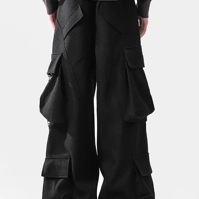 一碗士多 美式高街小众百搭机能解构廓形多口袋设计个性时尚宽松弯刀阔腿直筒舒适痞帅纯色通勤户外垂感拖地休闲裤 男女同款