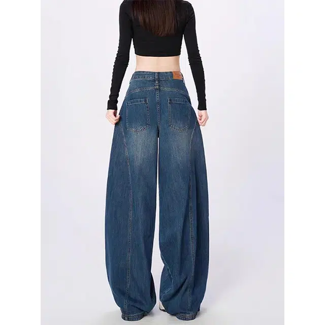 一碗士多 拼接解构条纹水洗做旧美式复古直筒高街时尚流行痞帅个性高级设计日常通勤宽松舒适百搭不挑人牛仔裤 男女同款