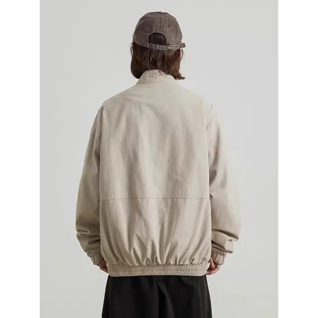 一碗士多 拼接结构拉链纯色美式复古高街时尚流行痞帅个性高级设计日常通勤宽松舒适百搭不挑人夹克 男女同款