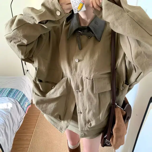 一碗士多  大口袋翻领廓形水洗帆布撞色静默美式复古哈灵顿高级感无性别主义宽松舒适百搭日常城市通勤情侣出街拍照痞帅风棒球服 男女同款