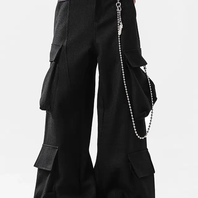 一碗士多 美式高街小众百搭机能解构廓形多口袋设计个性时尚宽松弯刀阔腿直筒舒适痞帅纯色通勤户外垂感拖地休闲裤 男女同款