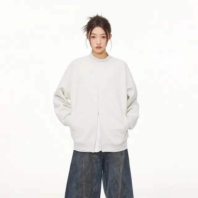 一碗士多 纯色圆领简单个性小众设计舒适亲肤日常户外通勤运动训练美式复古时尚百搭宽松休闲潮流保暖防风夹克 男女同款