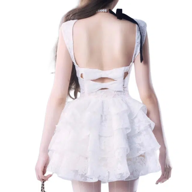 一碗士多 法式少女感蕾丝蓬蓬裙吊带连衣裙 女款
