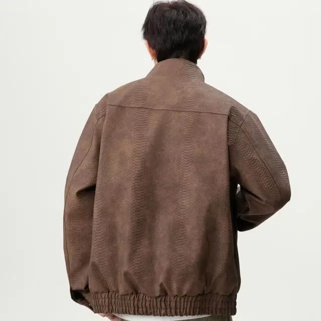 一碗士多 美式复古小众百搭纯色简约仿鱼鳞设计宽松舒适保暖个性痞帅时尚通勤日常活动户外骑车立领飞行员夹克 男女同款