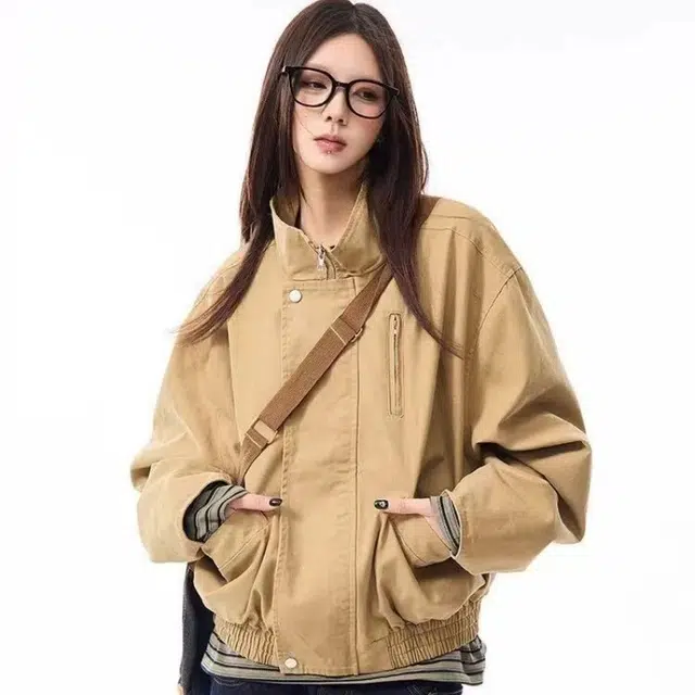 一碗士多 纯色拉链重工潮流百搭设计感小众痞帅美式高街松弛感炸街时尚口袋工装外套宽松街头感夹克 男女同款