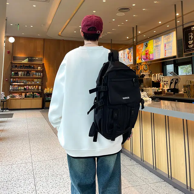 一碗士多 拼接撞色字母印花个性小众高级感设计美式复古高街潮牌时尚舒适宽松户外通勤日常百搭圆领落肩长袖卫衣 男女同款