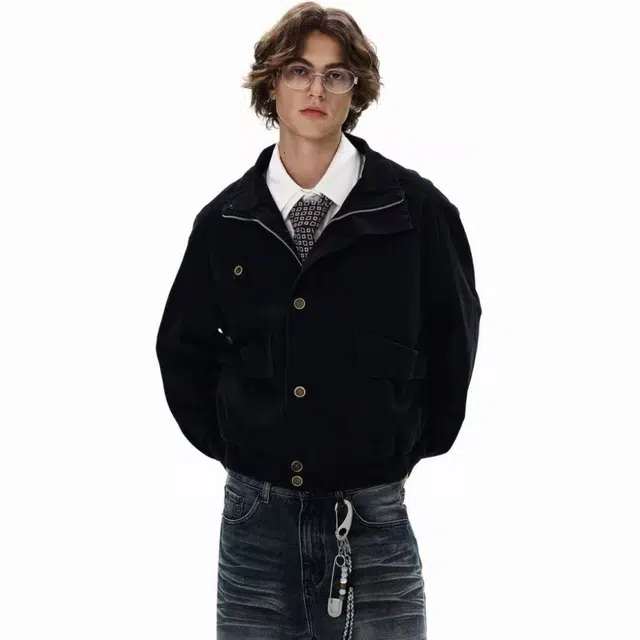 一碗士多  纯色工装口袋立领廓形静默美式复古水洗帆布高级感设计无性别主义宽松舒适百搭日常城市通勤情侣出街拍照痞帅风棒球服 男女同款