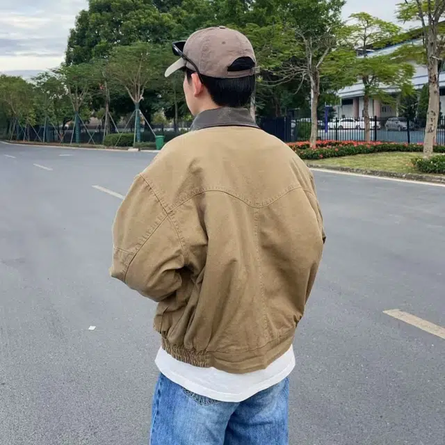 一碗士多  大口袋翻领廓形水洗帆布撞色静默美式复古哈灵顿高级感无性别主义宽松舒适百搭日常城市通勤情侣出街拍照痞帅风棒球服 男女同款