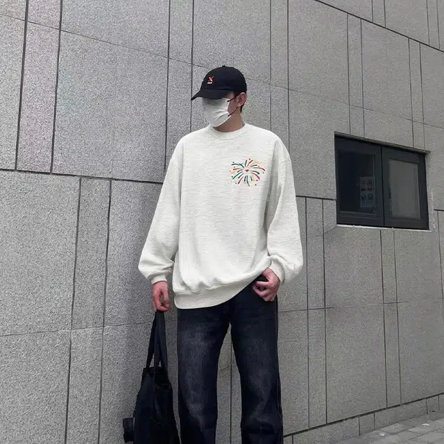 一碗士多 美式街头潮牌烟花骷髅趣味印花高级感设计痞帅动漫复古时尚青春休闲舒适宽松基础款出片游玩百搭潮流圆领落肩长袖卫衣 男女同款