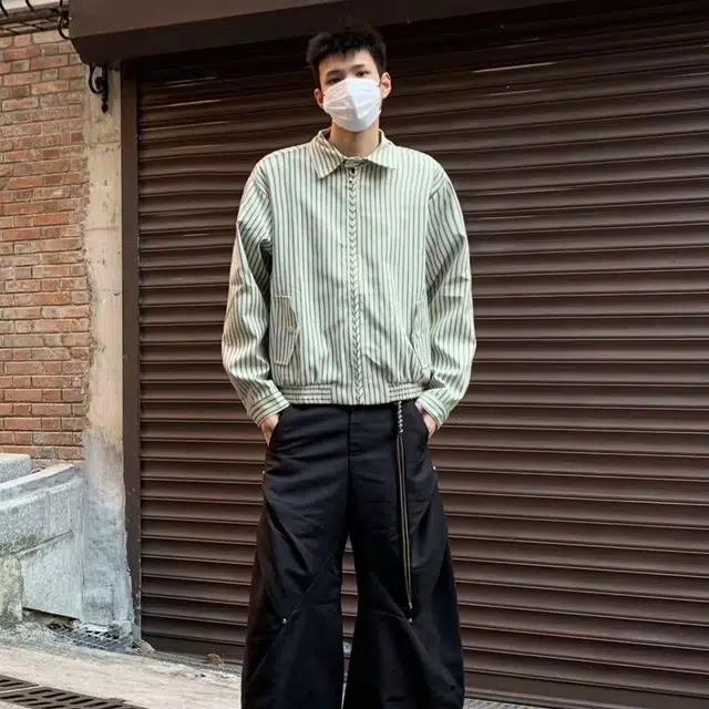 一碗士多 条纹翻领纽扣撞色潮流日系复古百搭日常休闲松弛感设计感穿搭宽松原宿风街头慵懒感通勤衬衫 男女同款