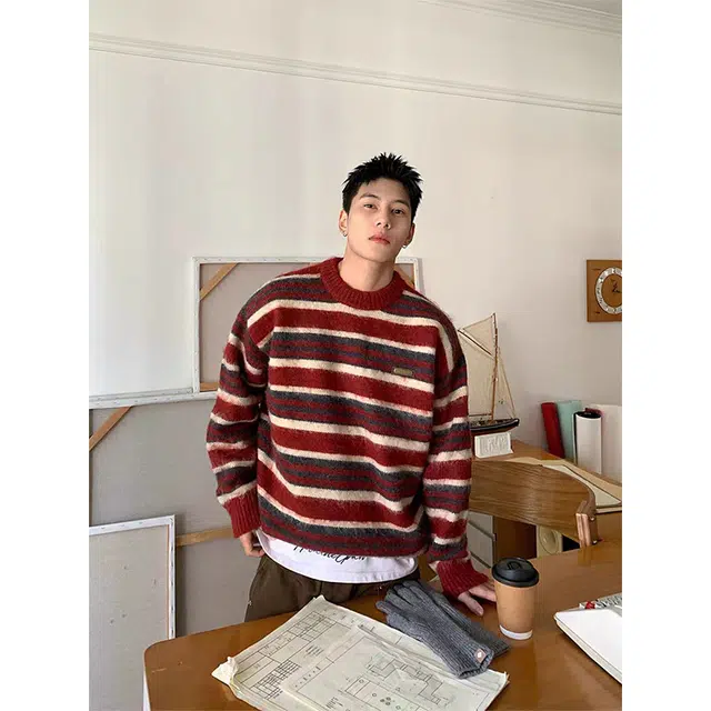 一碗士多 美式高街时尚流行痞帅个性高级设计日常通勤宽松舒适百搭针织衫 男女同款