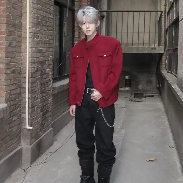 一碗士多  纯色简约复古设计毛呢慵懒百搭巴恩风飞行员翻领防风工装宽松舒适休闲日常城市户外通勤显瘦高级感棒球服 男女同款