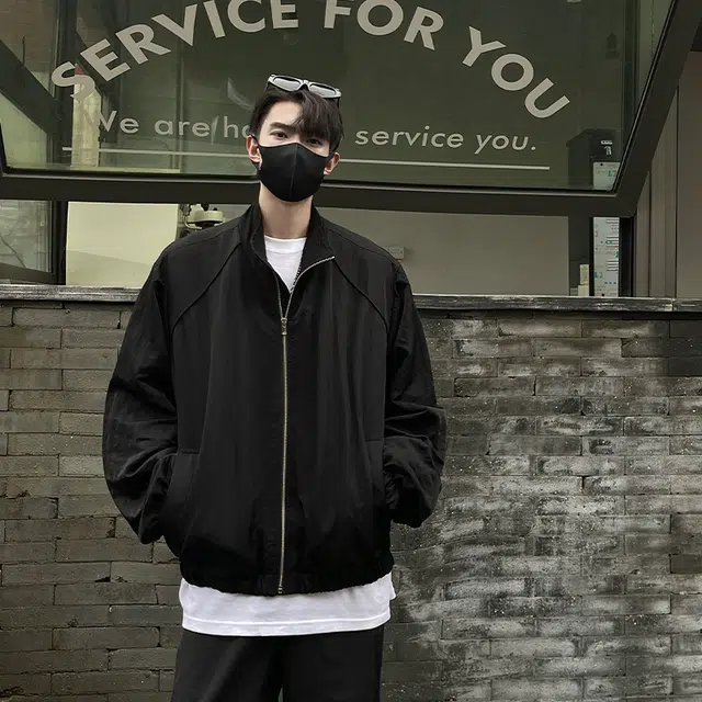 一碗士多 美式复古高街小众百搭纯色简约拉链立领宽松防风防水日常通勤户外运动跑步经典款夹克 男女同款