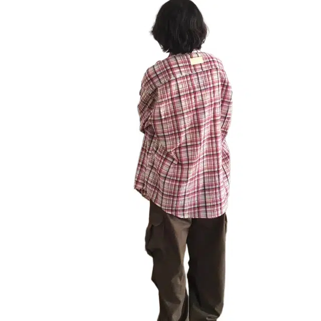 一碗士多 中古感条纹肌理格纹复古宽松长袖衬衫 男女同款