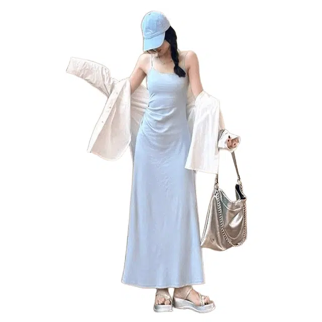 一碗士多 法式女夏季气质开春穿搭一整套装长裙吊带连衣裙 女款