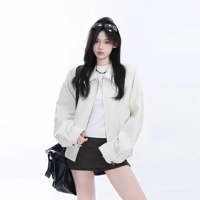 一碗士多 拼接解构纯色翻领拉链美式复古高街时尚流行痞帅个性高级设计日常通勤宽松舒适百搭不挑人夹克 男女同款