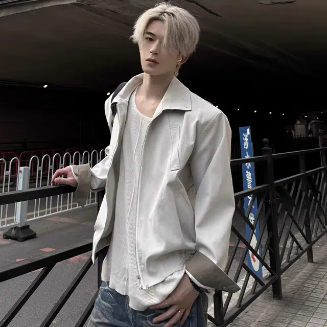 一碗士多 美式复古小众百搭纯色高级感简约拉链宽松保暖防风多口袋设计都市风个性时尚通勤日常活动户外翻领经典款夹克 男女同款