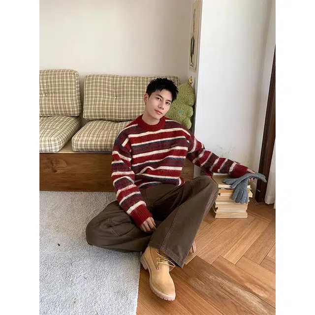 一碗士多 美式高街时尚流行痞帅个性高级设计日常通勤宽松舒适百搭针织衫 男女同款