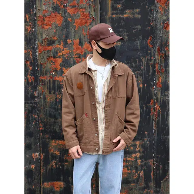 一碗士多 拼接解构拉链口袋做旧美式复古高街时尚流行痞帅个性高级设计日常通勤宽松舒适百搭不挑人夹克 男女同款