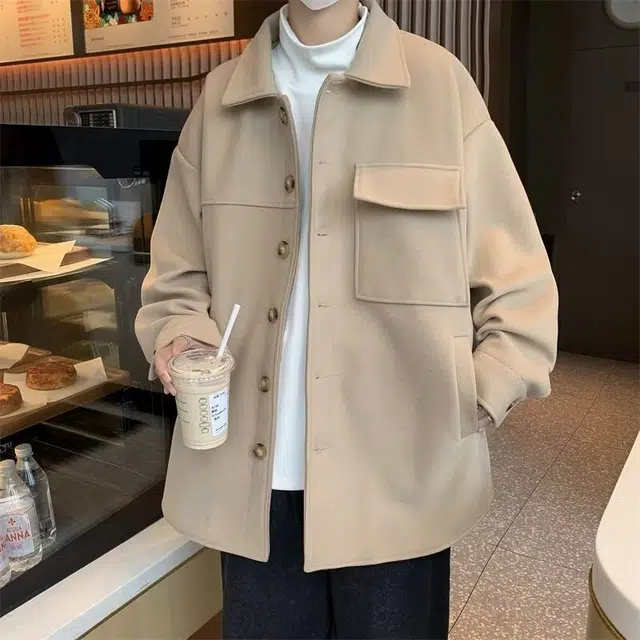 木木兔 美式高街重磅男士长袖外穿冬季休闲秋冬穿搭轻奢潮流百搭衣服冬天国潮宽松中长款潮牌外套夹克 男款