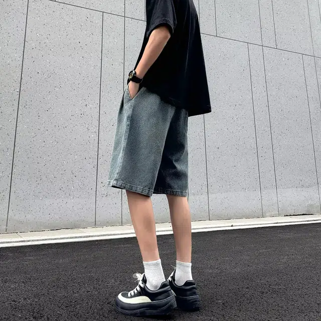 木木兔 休闲美式潮流百搭裤子薄款牛仔短裤 男款