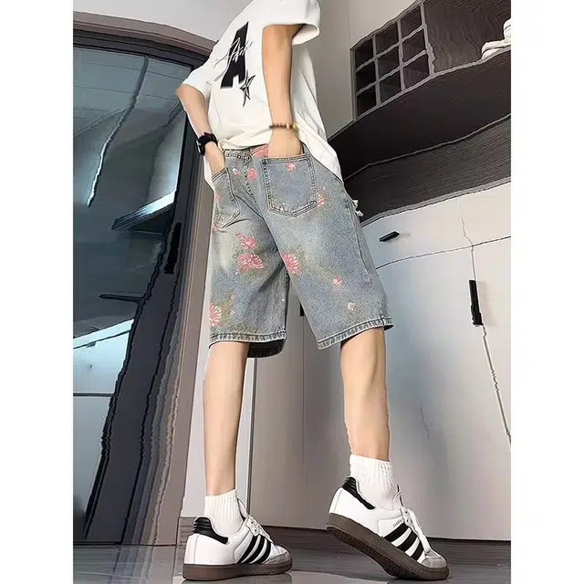 木木兔 男士夏季短裤美式潮流百搭男生裤子简约休闲工装夏天牛仔裤 男款