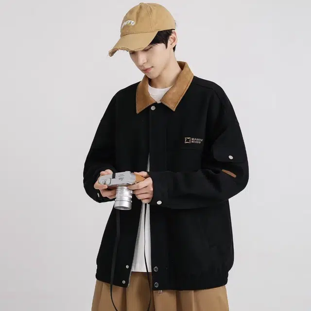 木木兔 潮牌美式高街男生穿搭长袖春秋外穿潮流百搭男士秋冬衣服国潮简约时尚鹿皮绒棒球服外套夹克 男女同款